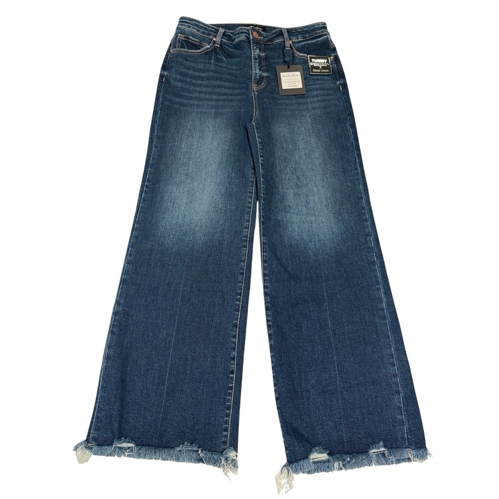 Wild Oak Boutique x Risen Tummy Control Jeans Women Size 15/32 Dark Raw Hem NWT